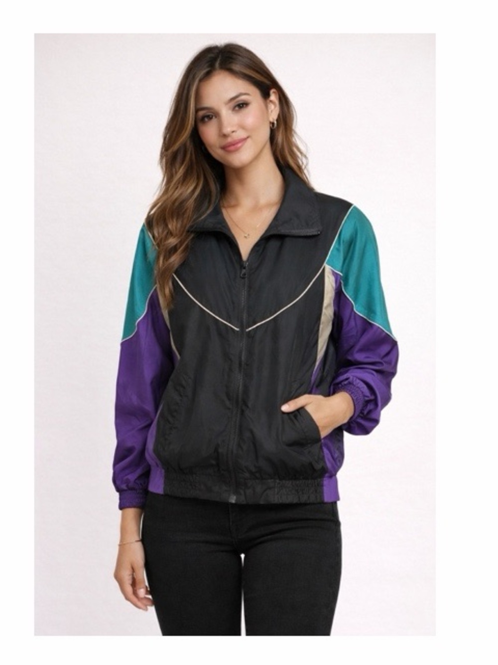 Swell Vintage Colorblock Silk Windbreaker Jacket NWT‎